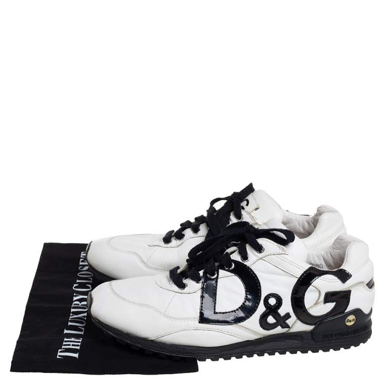 Pre Owned Dolce &Gabbana Black/White Leather Low Top Sneakers Size 40
