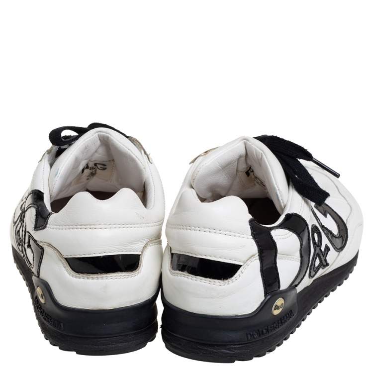 Pre Owned Dolce &Gabbana Black/White Leather Low Top Sneakers Size 40