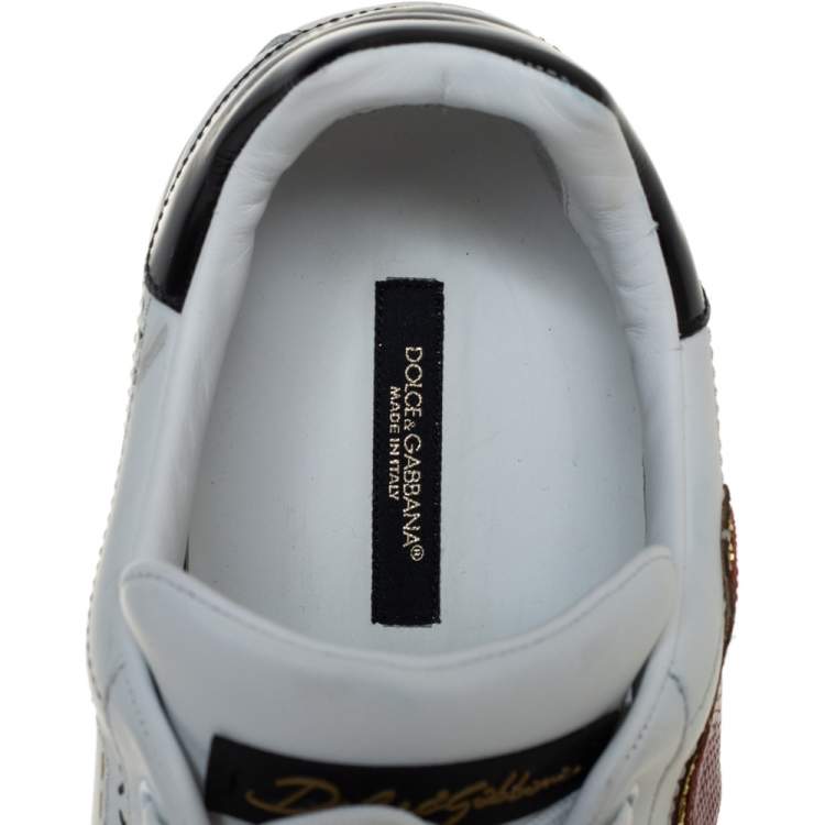 مملوكة مسبقًا Dolce & Gabbana White Leather Portofino Low Top Sneakers Size 43