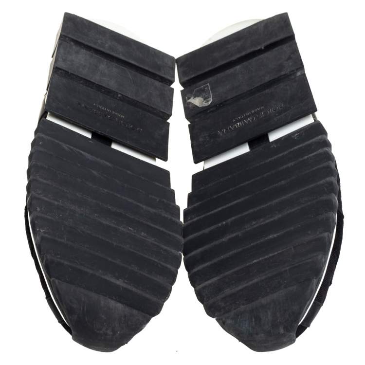 Pre Owned Dolce & Gabbana Black Knit Fabric And Suede Sorrento Sneakers Size 44