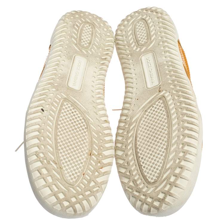 مملوكة مسبقًا Dolce & Gabbana Yellow Perforated Leather  Sneakers Size 44