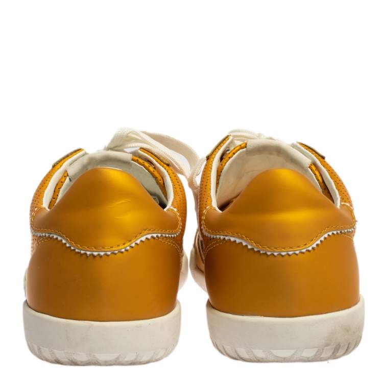 مملوكة مسبقًا Dolce & Gabbana Yellow Perforated Leather  Sneakers Size 44