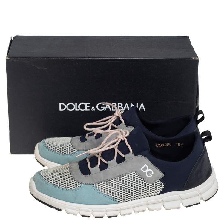 Pre Owned Dolce & Gabbana Multicolor Suede And Mesh Lace Up Sneakers Size 44.5