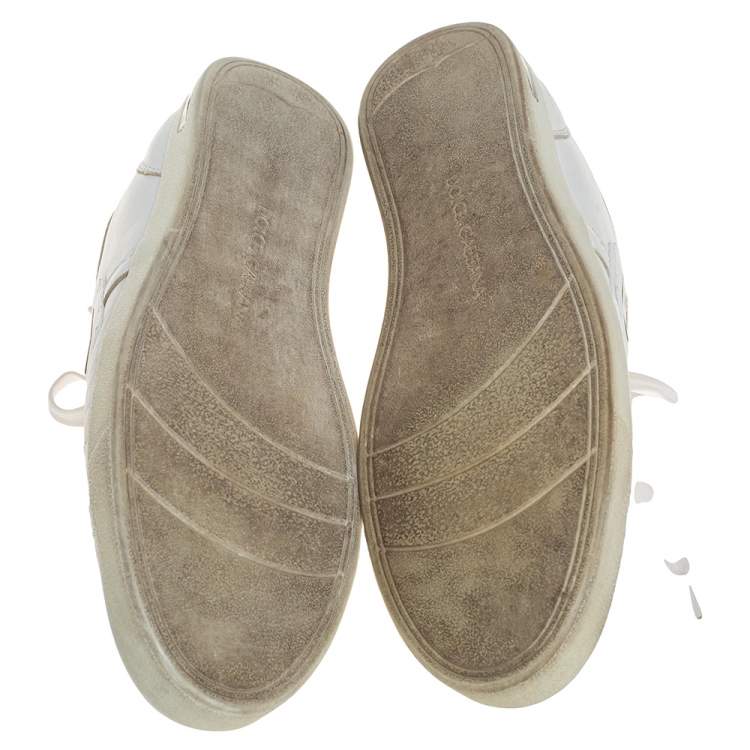 Pre Owned Dolce & Gabbana White Leather Low Top Sneakers Size 42.5