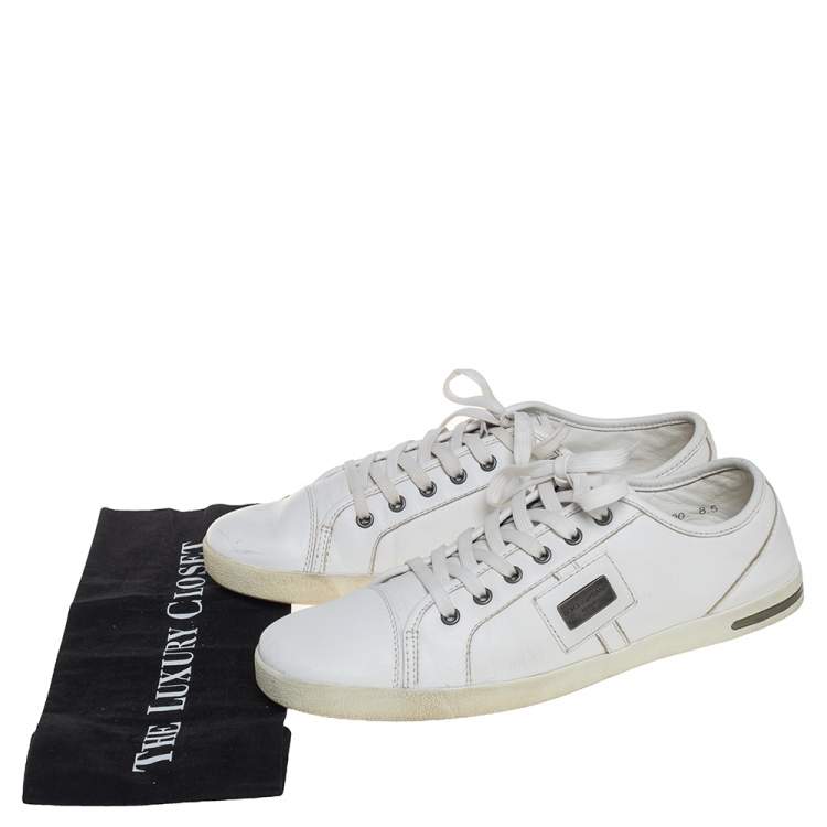 Pre Owned Dolce & Gabbana White Leather Low Top Sneakers Size 42.5