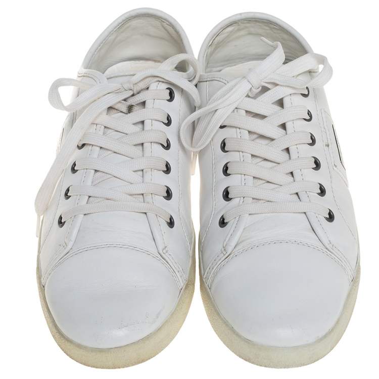 Pre Owned Dolce & Gabbana White Leather Low Top Sneakers Size 42.5