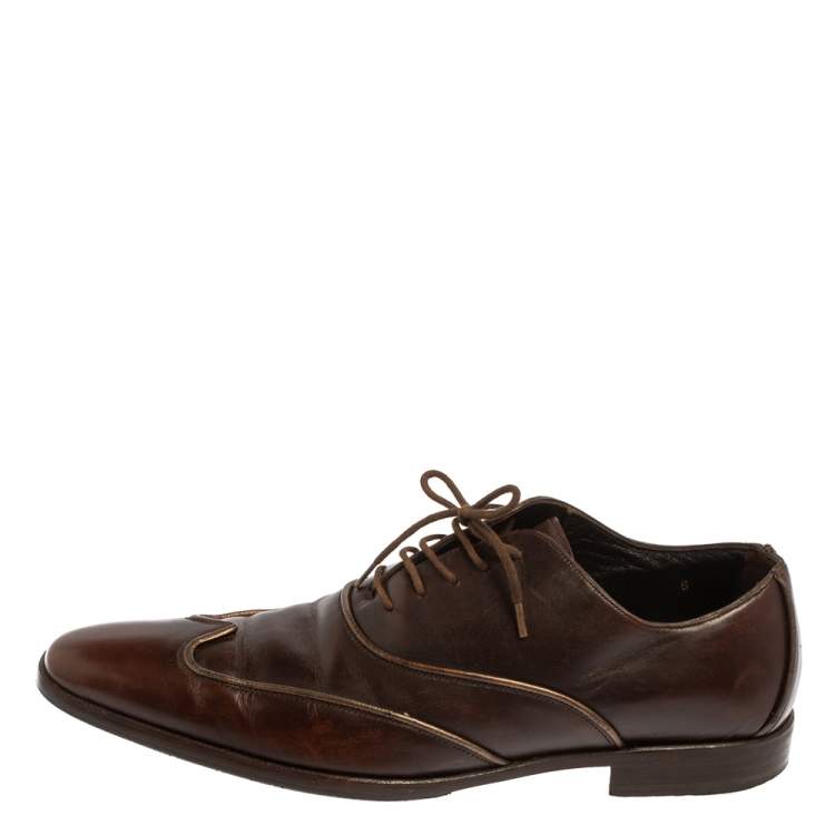 Pre Owned Dolce & Gabbana Brown Leather Oxford  Size 40