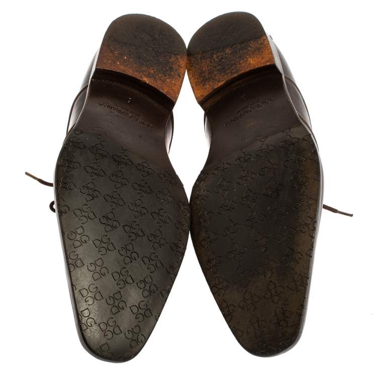 Pre Owned Dolce & Gabbana Brown Leather Oxford  Size 40