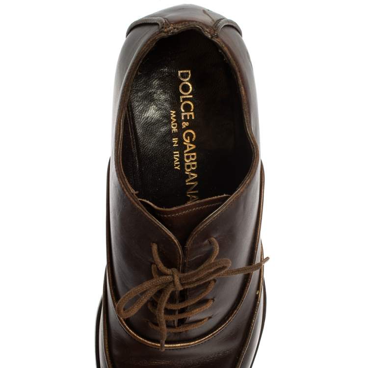Pre Owned Dolce & Gabbana Brown Leather Oxford  Size 40