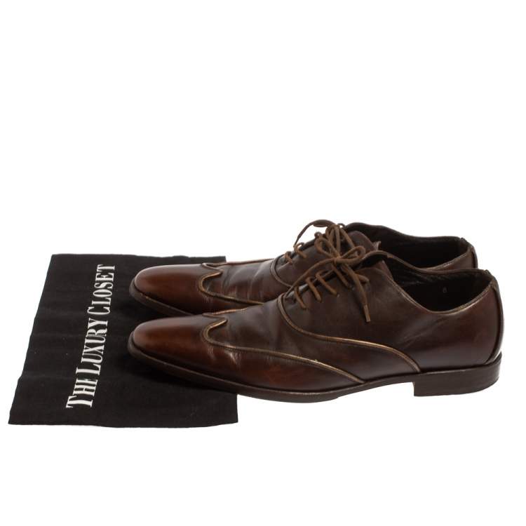 Pre Owned Dolce & Gabbana Brown Leather Oxford  Size 40