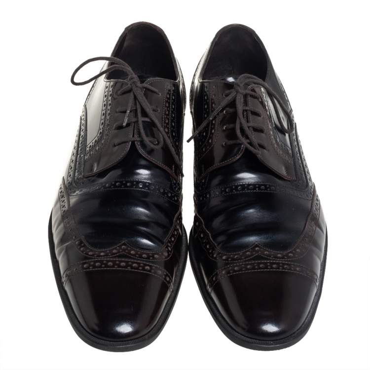 Pre Owned Dolce & Gabbana Two Tone Brogue Leather Lace Up Derby Size 44