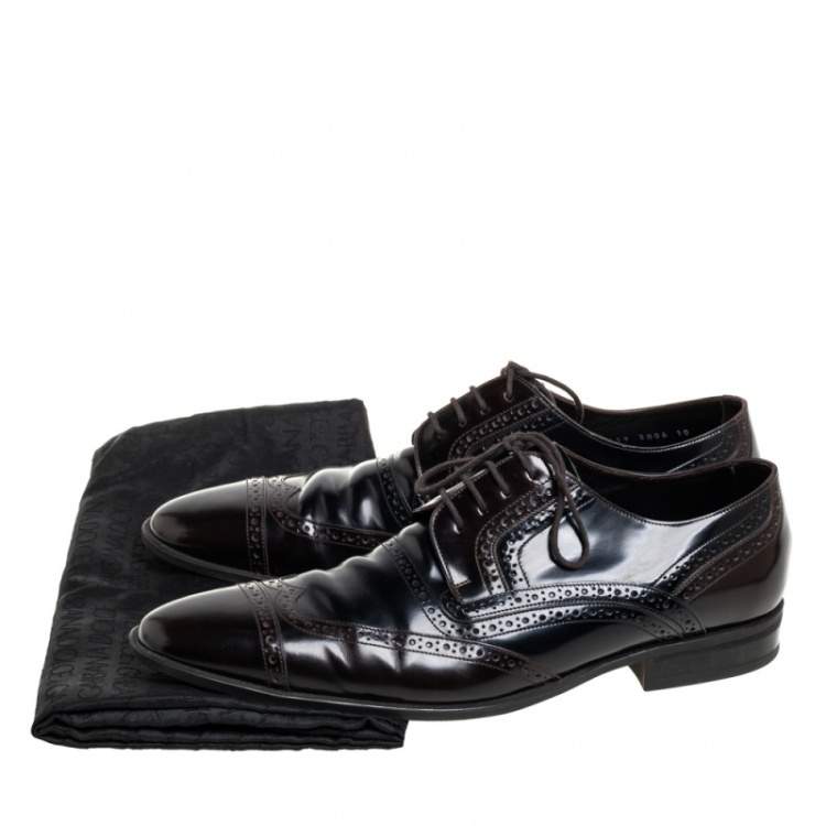 Pre Owned Dolce & Gabbana Two Tone Brogue Leather Lace Up Derby Size 44