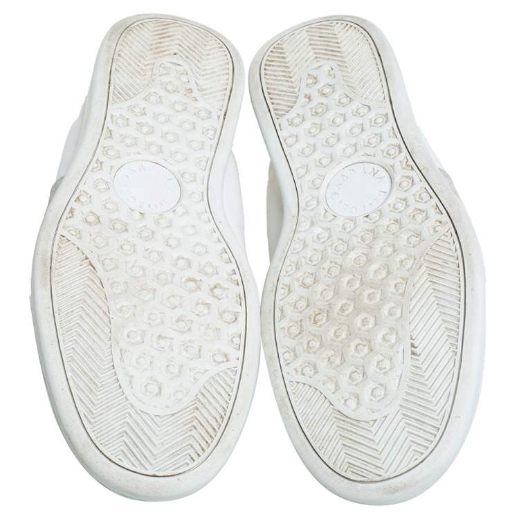 مملوكة مسبقًا Dolce & Gabbana White Leather Low Top Sneakers Size 41