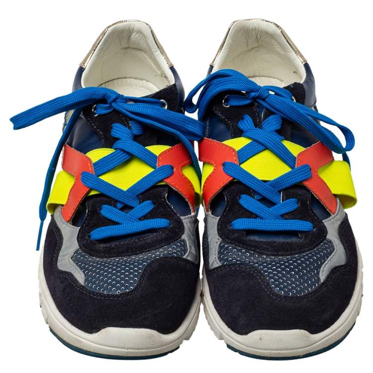 Pre Owned Dolce & Gabbana Multicolor Mesh And Leather Low Top Sneakers Size 41