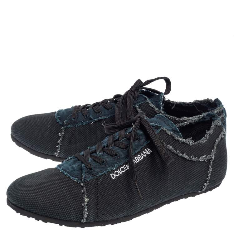 Pre Owned Dolce & Gabbana Blue Denim and Canvas Lace Up Sneakers Size 43
