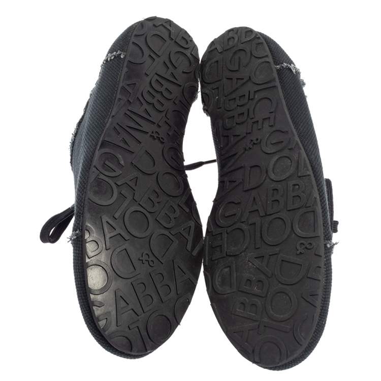 Pre Owned Dolce & Gabbana Blue Denim and Canvas Lace Up Sneakers Size 43