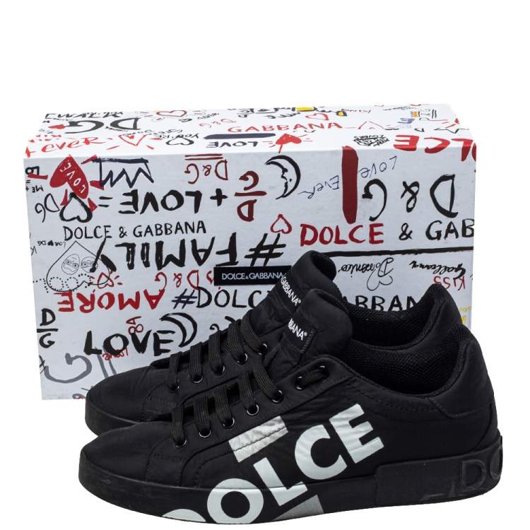 Pre Owned Dolce & Gabbana Black Nylon Portofino Low Top Sneakers Size 43