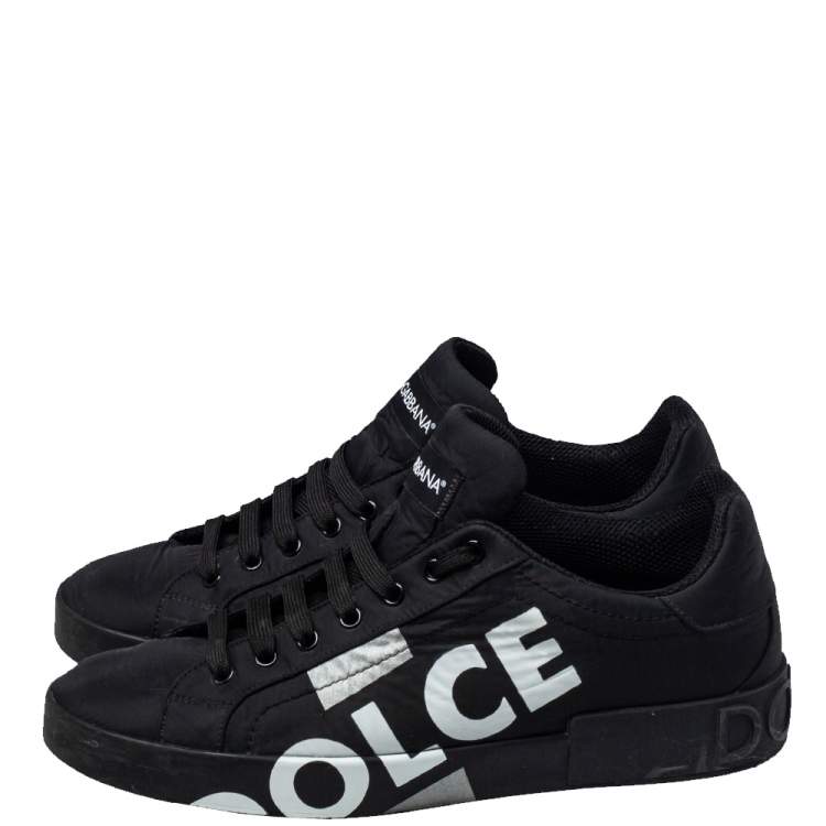 Pre Owned Dolce & Gabbana Black Nylon Portofino Low Top Sneakers Size 43