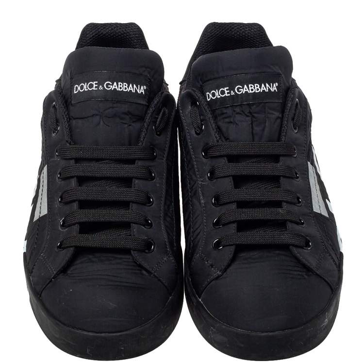 Pre Owned Dolce & Gabbana Black Nylon Portofino Low Top Sneakers Size 43