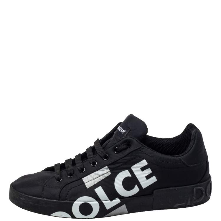 Pre Owned Dolce & Gabbana Black Nylon Portofino Low Top Sneakers Size 43