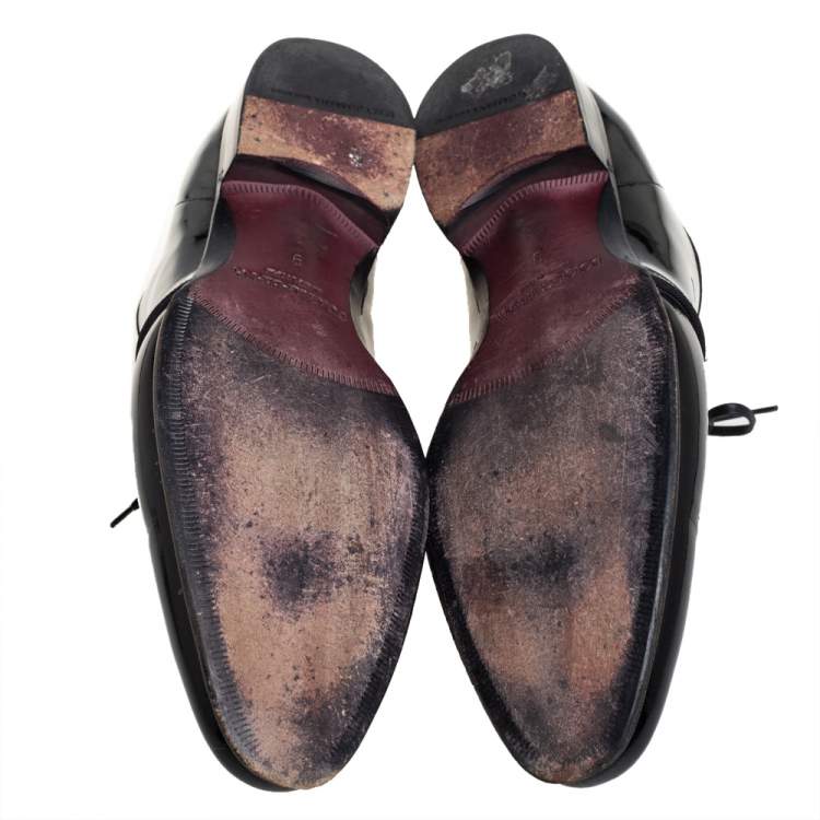 Pre Owned Dolce & Gabbana Black Patent Leather Lace Up Derby Size 43