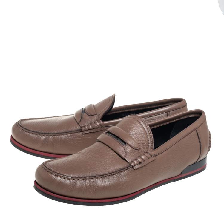 Pre Owned Dolce & Gabbana Brown Leather Slip On  Loafers Size 43