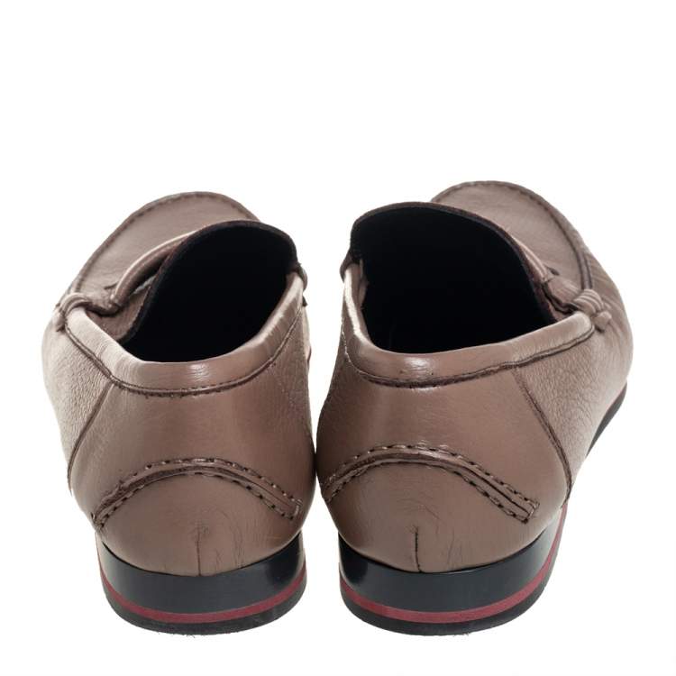 Pre Owned Dolce & Gabbana Brown Leather Slip On  Loafers Size 43