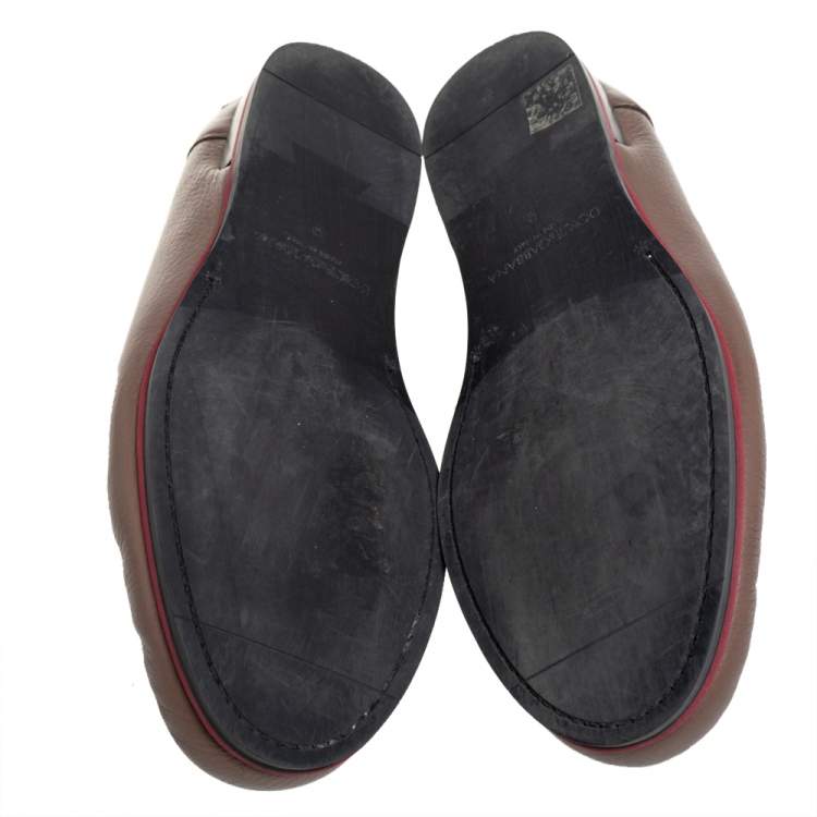 Pre Owned Dolce & Gabbana Brown Leather Slip On  Loafers Size 43