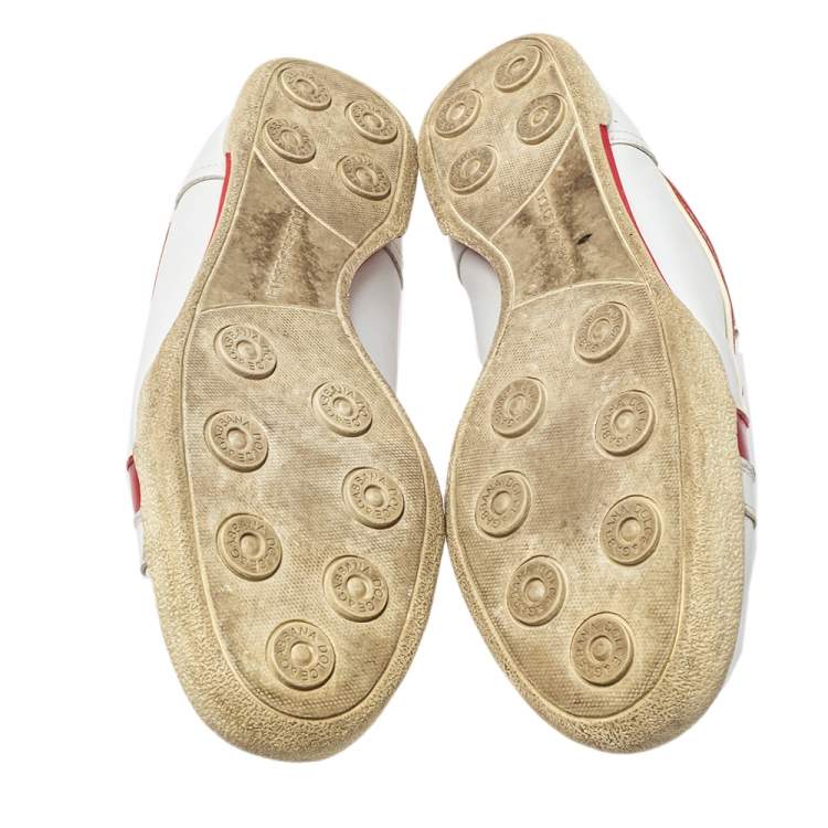مملوكة مسبقًا Dolce & Gabbana White/Red Patent And Leather  Low Top Sneakers Size 42