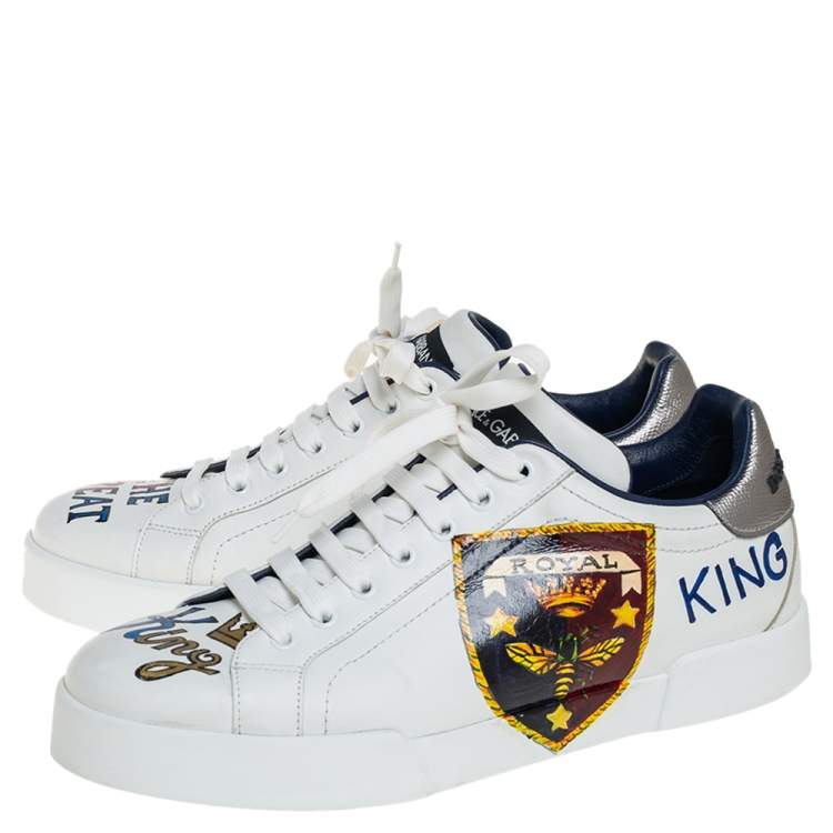 Pre Owned Dolce & Gabbana White Leather Portofino Royal Sneakers Size 42