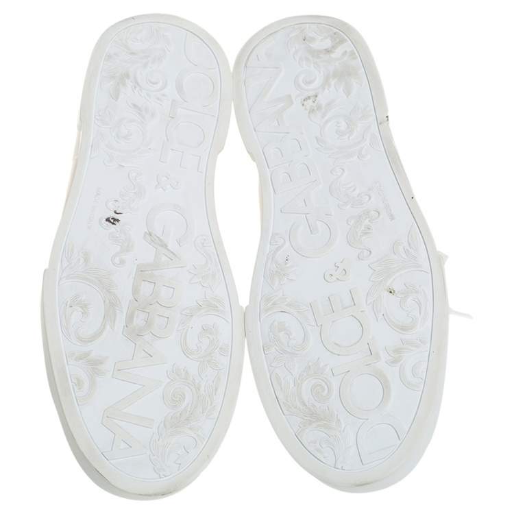 Pre Owned Dolce & Gabbana White Leather Portofino Royal Sneakers Size 42