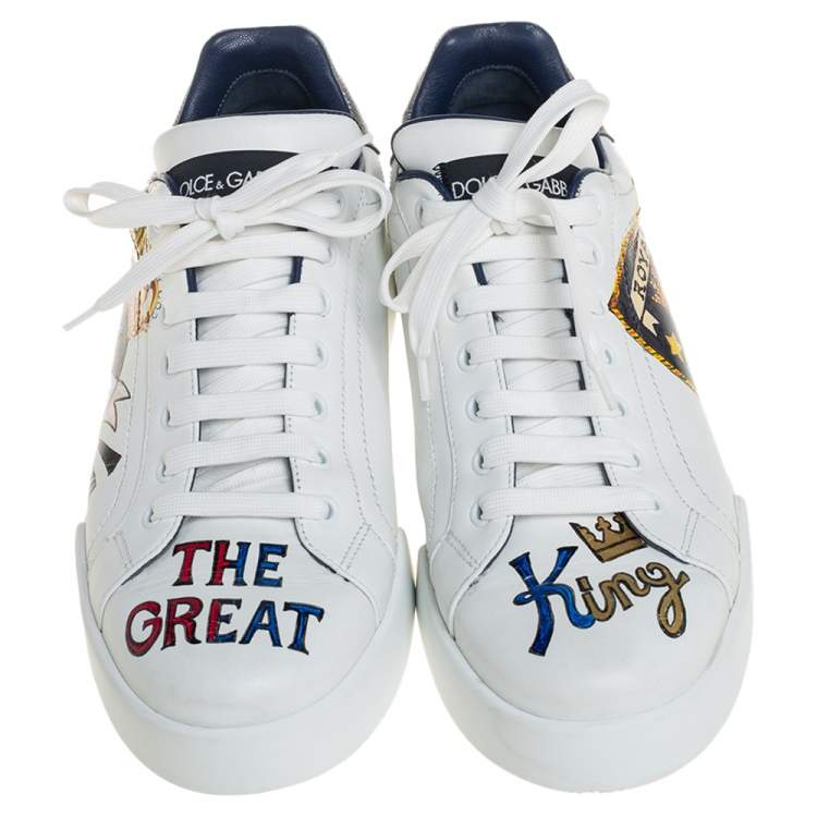 Pre Owned Dolce & Gabbana White Leather Portofino Royal Sneakers Size 42