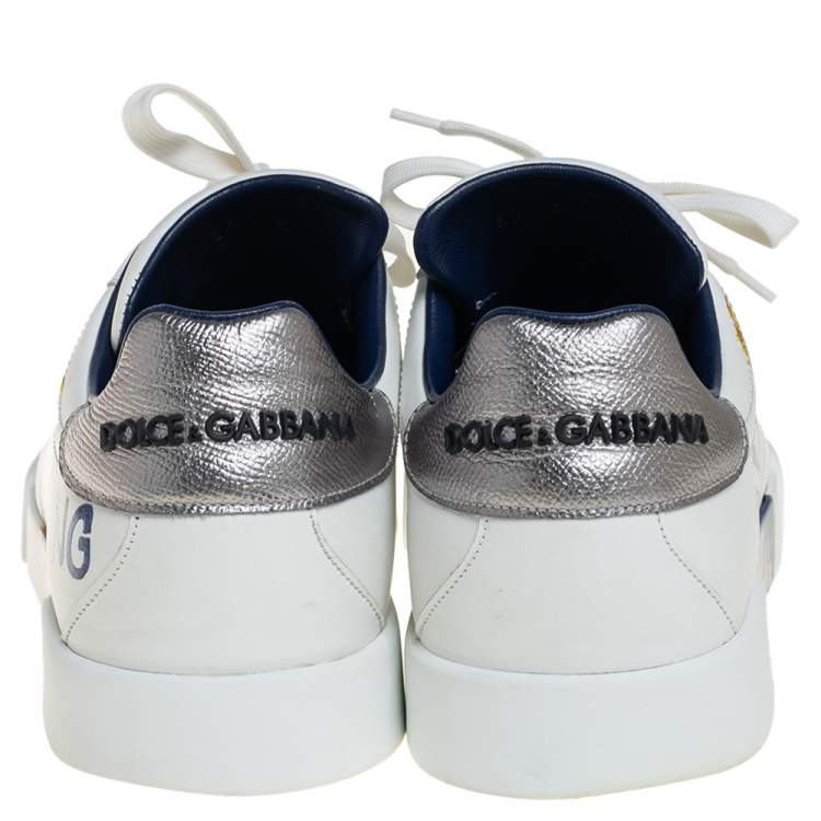 Pre Owned Dolce & Gabbana White Leather Portofino Royal Sneakers Size 42