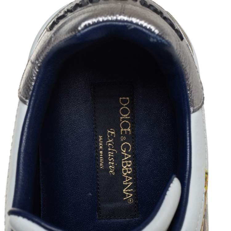 Pre Owned Dolce & Gabbana White Leather Portofino Royal Sneakers Size 42