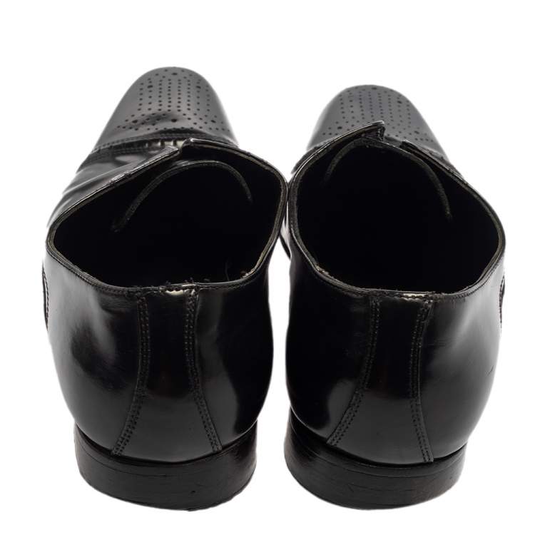 Pre Owned Dolce & Gabbana Black Leather Slip On Oxfords Size 41