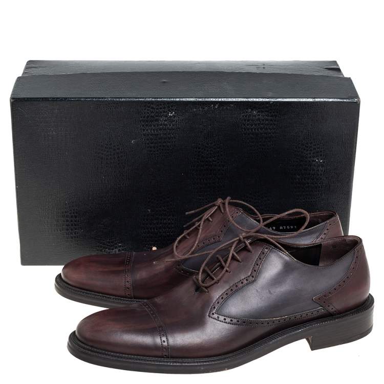 Pre Owned Dolce and Gabbana Brown Leather Oxford Size 43