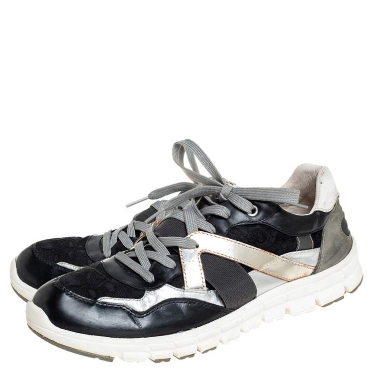 Pre Owned Dolce & Gabbana Tricolor Lace And Leather Low Top Sneakers Size 42