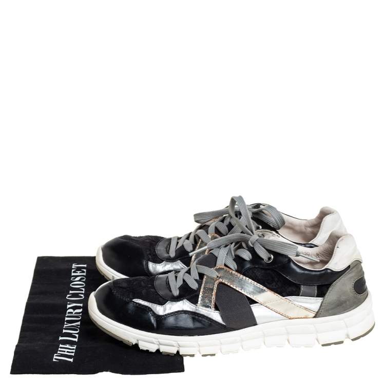 Pre Owned Dolce & Gabbana Tricolor Lace And Leather Low Top Sneakers Size 42