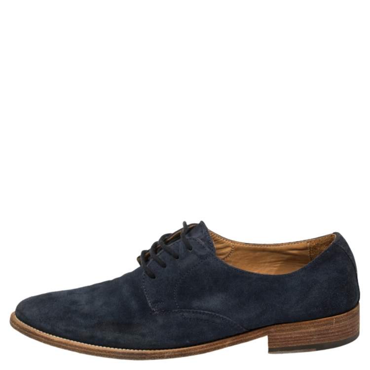 Pre Owned D&G Blue Suede Lace Up Oxfords Size 41.5