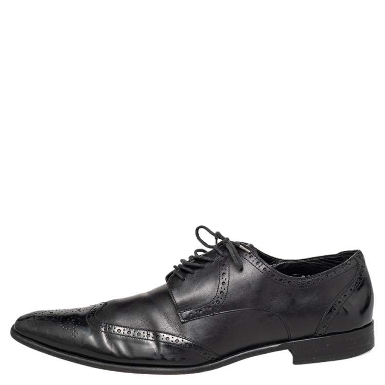 Pre Owned Dolce & Gabbana Black Brogue Leather Lace Up Derby Size 43