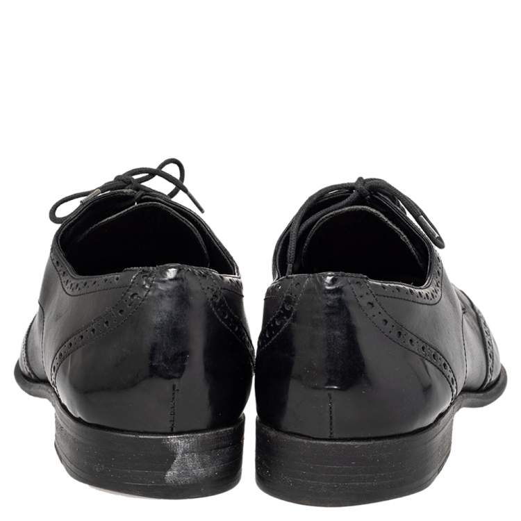 Pre Owned Dolce & Gabbana Black Brogue Leather Lace Up Derby Size 43