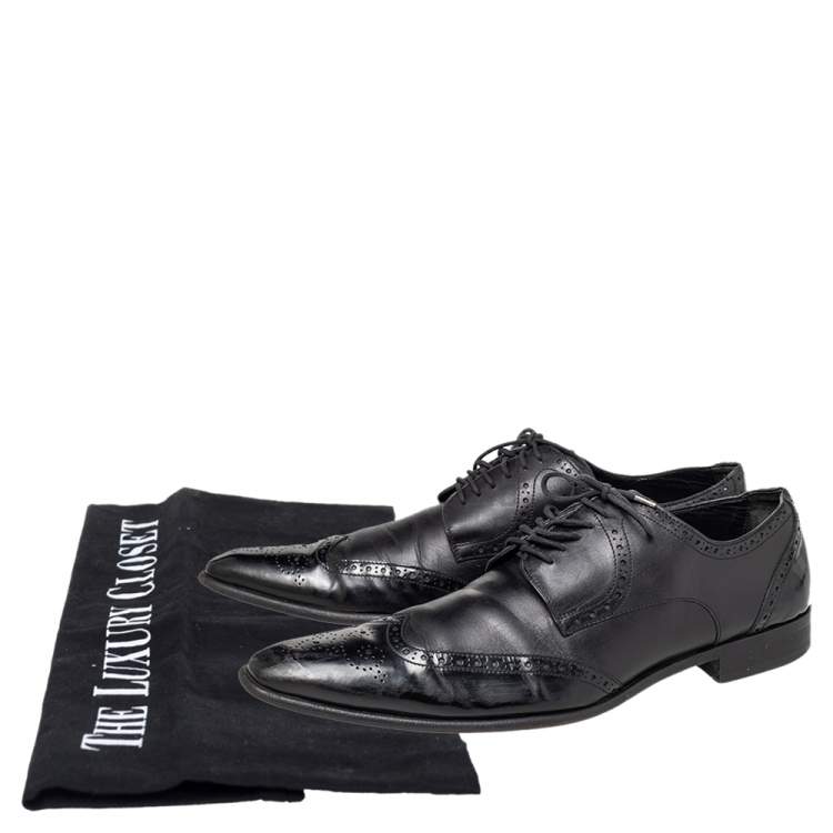 Pre Owned Dolce & Gabbana Black Brogue Leather Lace Up Derby Size 43