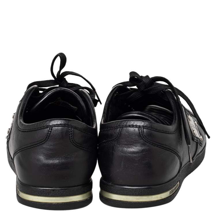 Pre Owned Dolce & Gabbana Black Cap Toe Low Top Sneakers Size 40.5