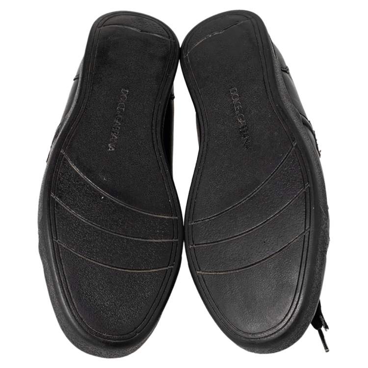 Pre Owned Dolce & Gabbana Black Cap Toe Low Top Sneakers Size 40.5