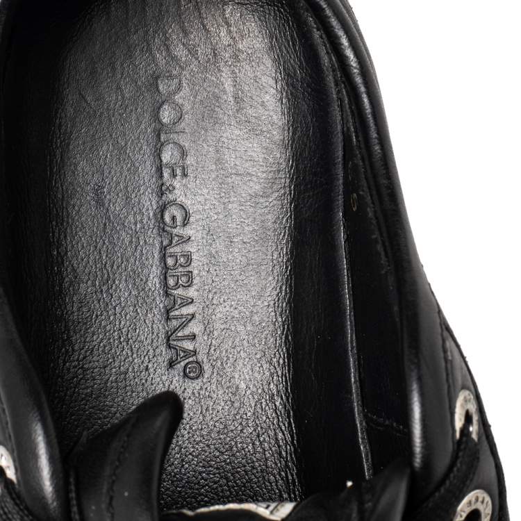 Pre Owned Dolce & Gabbana Black Cap Toe Low Top Sneakers Size 40.5