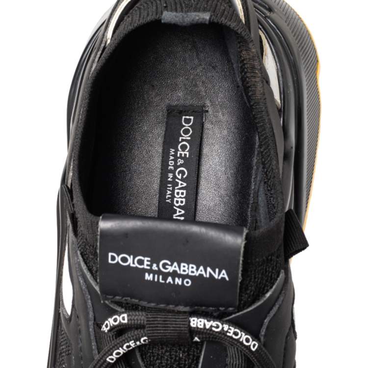 Pre Owned Dolce & Gabbana Black Suede And Knit Fabric Daymaster Low Top Sneakers Size 42