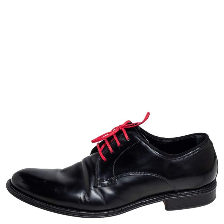 مملوكة مسبقًا Dolce & Gabbana Black Leather Lac Up  Oxfrod Size 42