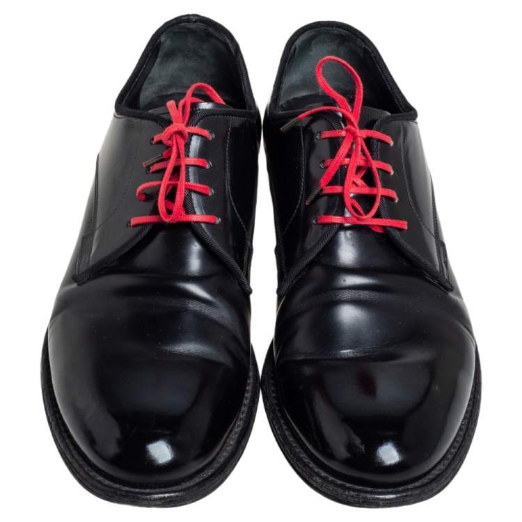 مملوكة مسبقًا Dolce & Gabbana Black Leather Lac Up  Oxfrod Size 42