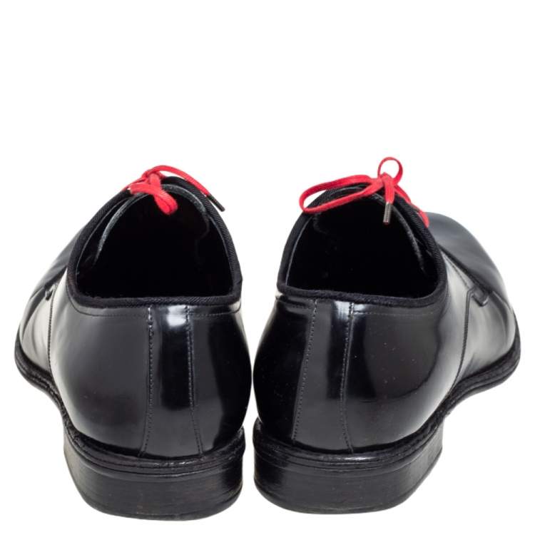 مملوكة مسبقًا Dolce & Gabbana Black Leather Lac Up  Oxfrod Size 42