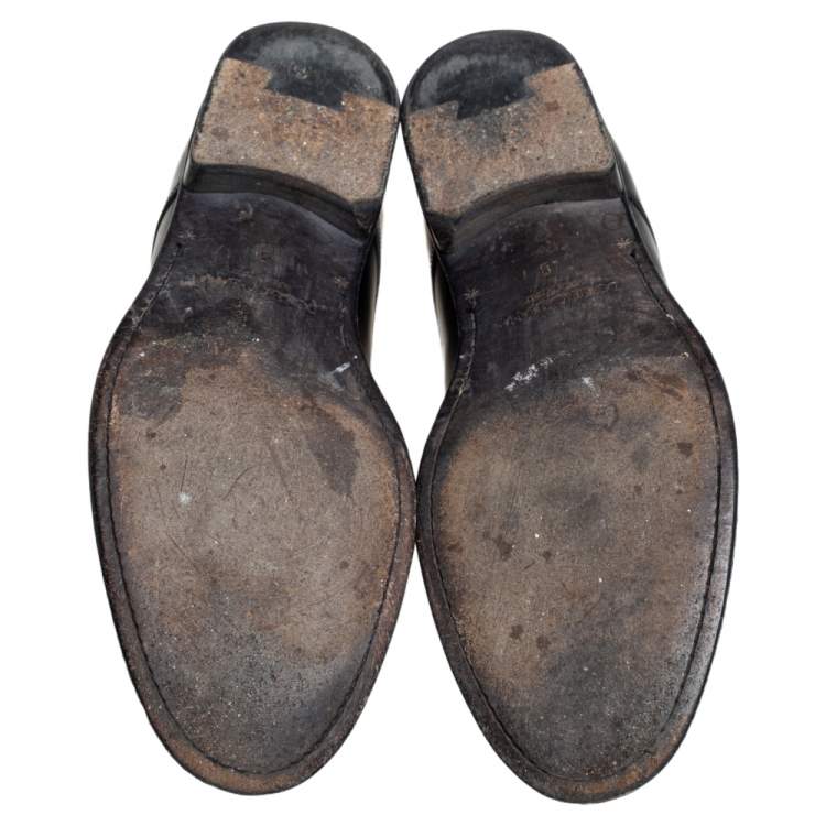 مملوكة مسبقًا Dolce & Gabbana Black Leather Lac Up  Oxfrod Size 42